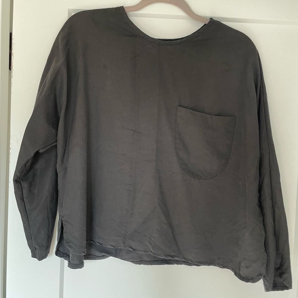 OS Black Blouse with Front Pocket Detail